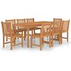 vidaXL 9-delad tr&auml;dg&aring;rdsmatgrupp 180x90 cm massiv teak