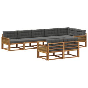 vidaXL Utomhussoffset med kudde 8 pcs Naturlig och Antracit