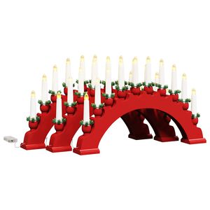 vidaXL Julb&aring;ge med 10 LED-ljus 3 pcs R&ouml;d 47 x 5 x 29 cm Massiv furu