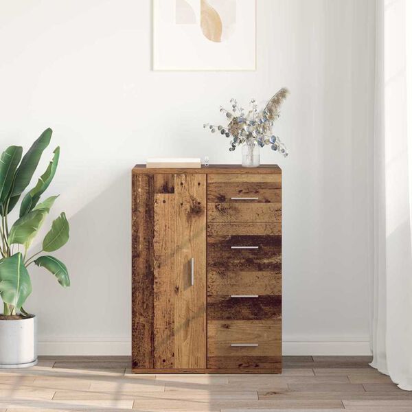 vidaXL Sideboard med låda Gammalt trä 59 x 39 x 80 cm Konstruerat trä
