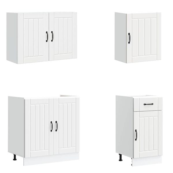 vidaXL K&ouml;kssk&aring;psset Lucca 7 delar vit konstruerat tr&auml;