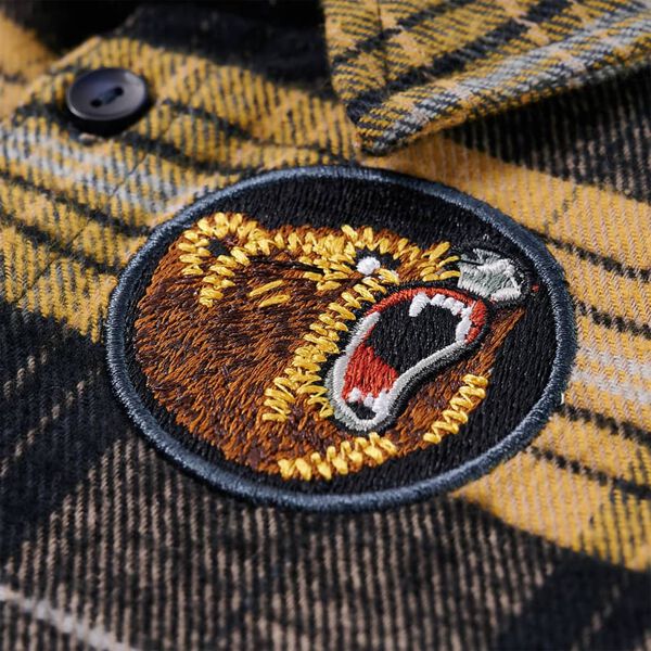 Flanellskjorta f&ouml;r barn gul och svart 128