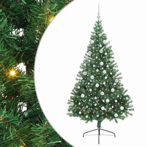 vidaXL Konstgjord F&ouml;rbelyst Julgran med 300 LED-lampor Gr&ouml;n 180 cm PVC