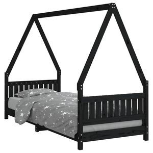 vidaXL S&auml;ngram f&ouml;r barns&auml;ng svart 80x200 cm massiv furu