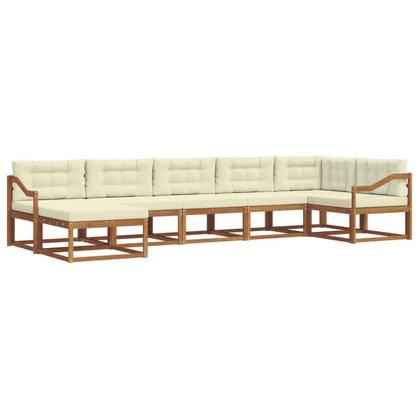 vidaXL Utomhussoffset med kudde 7 pcs Naturlig och Gr&auml;dde