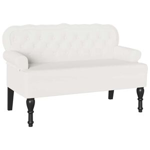 vidaXL Chesterfield B&auml;nk Vit 119,5 x 64,5 x 75 cm Konstl&auml;der