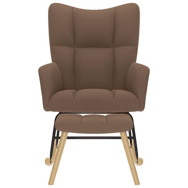 vidaXL Gungstol med fotpall brun tyg