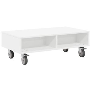 vidaXL Sido bord med hjul Vit 90 x 50 x 30 cm Konstruerat tr&auml;