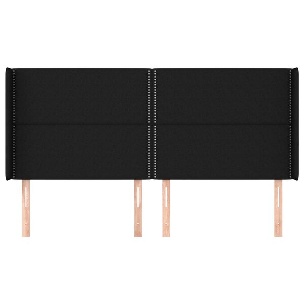 vidaXL Sänggavel med kanter svart 163x16x118/128 cm tyg