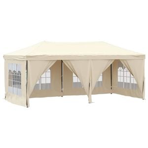 vidaXL Hopf&auml;llbart partyt&auml;lt med sidov&auml;ggar gr&auml;ddvit 3x6 m