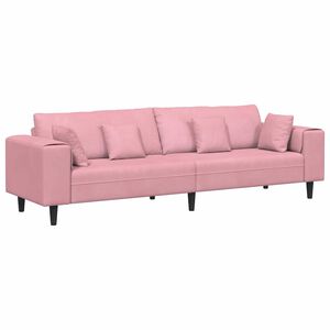 vidaXL Soffa med kudde Rosa 250 x 77 x 76 cm Sammet