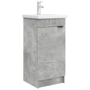 vidaXL Badrumsspegel med handfat Betonggr&aring; 42 x 40 x 84,5 cm