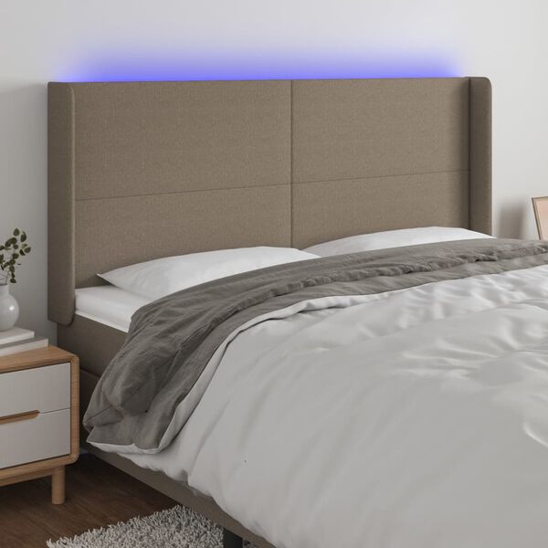 vidaXL S&auml;nggavel LED taupe 163x16x118/128 cm tyg