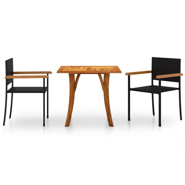 vidaXL Matgrupp f&ouml;r tr&auml;dg&aring;rden 3 delar svart