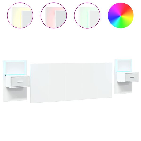 vidaXL Sänggavel med sängbord vit 200 cm konstruerat trä