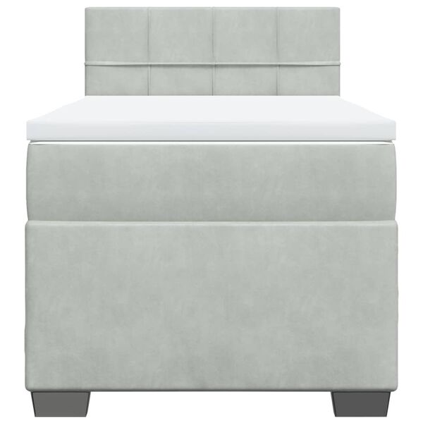 vidaXL Ramsäng med madrass ljusgrå 90x200 cm sammet