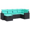 vidaXL Loungegrupp med dynor 6 delar svart konstrotting