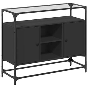 vidaXL Sk&auml;nk med glasskiva svart 98x35x81 cm konstruerat tr&auml;