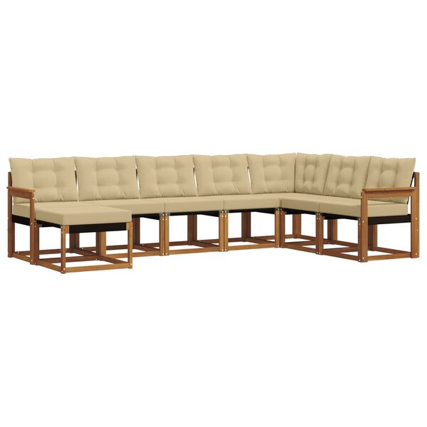 vidaXL Utomhussoffset med kudde 8 pcs Naturlig och Beige