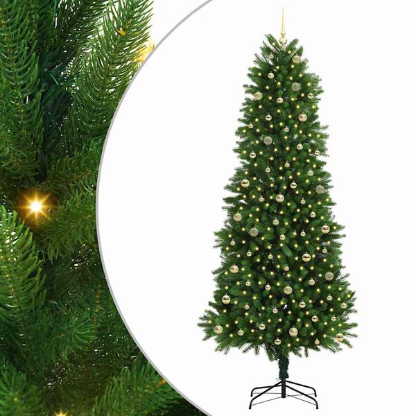 vidaXL Julgran med 300 LED-lampor med stativ Gr&ouml;n 240 cm PE