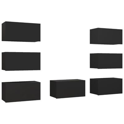vidaXL TV-skåp 7 delar svart 30,5x30x60 cm spånskiva