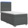 vidaXL Boxspring s&auml;ng med madrass och LED M&ouml;rkgr&aring; 90 x 190 cm Tyg