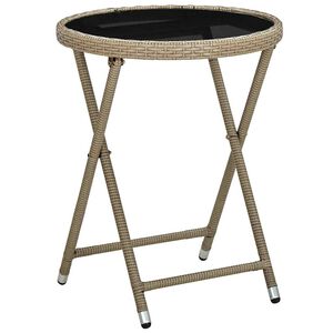 vidaXL Soffbord beige 60 cm konstrotting och h&auml;rdat glas