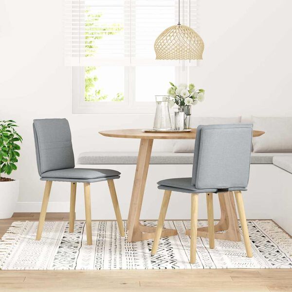 vidaXL Matstolar 2 st ljusgr&aring; tyg