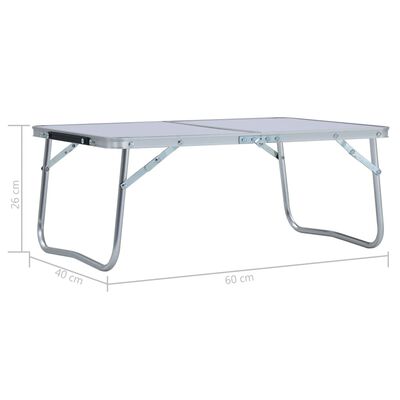 vidaXL Hopfällbart campingbord vit aluminium 60x40 cm