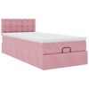 vidaXL Ottoman sängram med madrass rosa 90x200 cm sammet