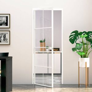 vidaXL Innerd&ouml;rr 76x201,5 cm h&auml;rdat glas och aluminium slim