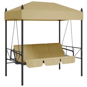 vidaXL Hammock med tak sandvit st&aring;l