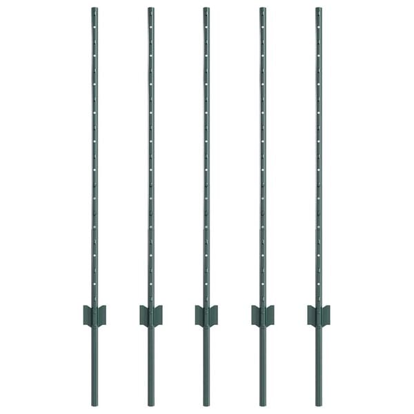 vidaXL St&auml;ngselstolpe 5 pcs Gr&ouml;n 140 cm St&aring;l
