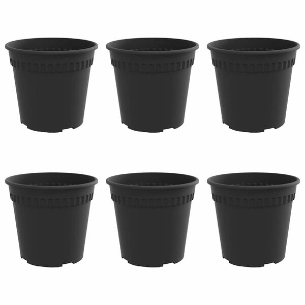 vidaXL Rund Blomkruka 6 pcs Svart &Oslash; 19 x 16 cm Plast