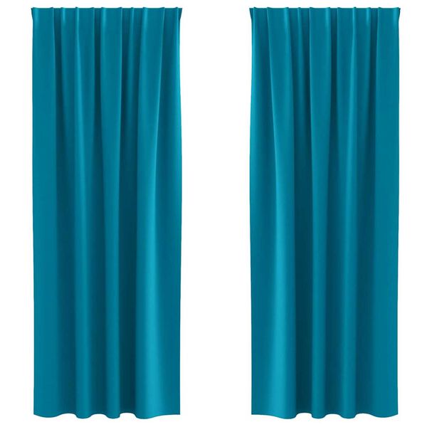 vidaXL Mörkläggningsgardiner med Ringar 2 pcs Turkos 225 x 140 cm