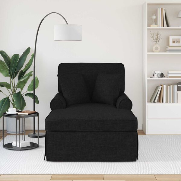 vidaXL Chaise Lounge med Kjol med kudde Svart 91 x 157 x 91 cm tyg