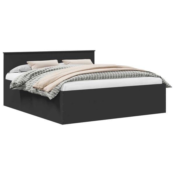 vidaXL S&auml;ngram med huvudgavel Svart 200 x 200 cm Konstruerat tr&auml;