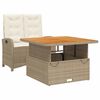 vidaXL Matgrupp f&ouml;r tr&auml;dg&aring;rden med dynor 2 delar beige konstrotting