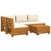 vidaXL Utomhussoffset med kudde 5 Stycke Brun Massivt Akaciatr&auml;
