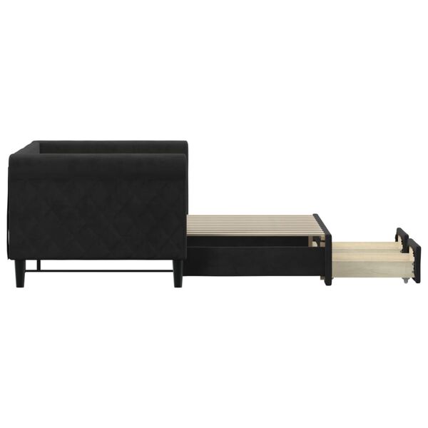 vidaXL Dagbädd utdragbar med lådor svart 80x200 cm sammet