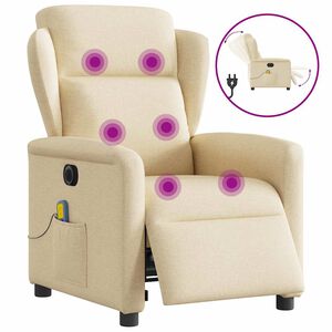 vidaXL Elektrisk massagef&aring;t&ouml;lj gr&auml;ddvit tyg
