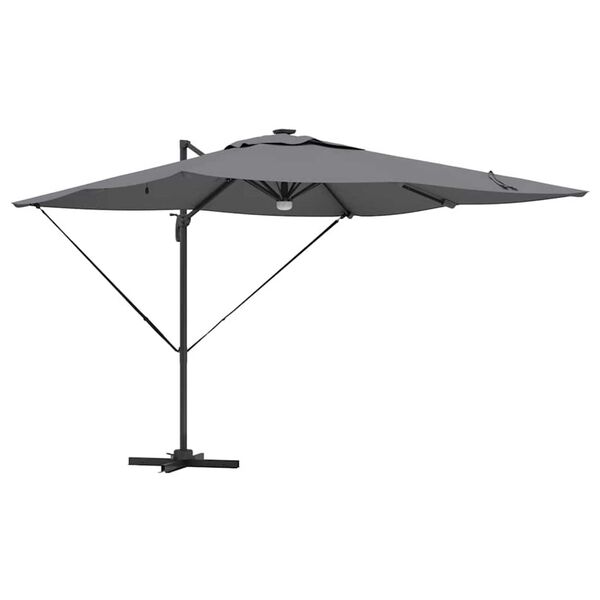 vidaXL Roma Parasol med LED -remsljus Antracit 286 x 285 x 270 cm