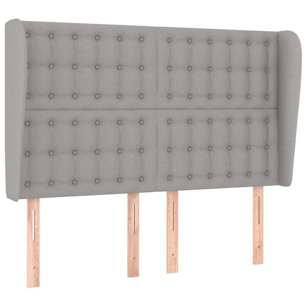 vidaXL S&auml;nggavel med kanter ljusgr&aring; 147x23x118/128 cm tyg