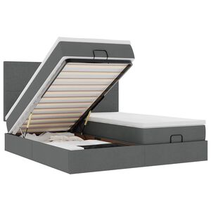 vidaXL Ottoman s&auml;ngram med madrasser m&ouml;rkgr&aring; 160x200 cm tyg