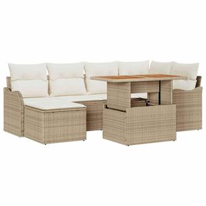 vidaXL Tr&auml;dg&aring;rdsoffset med lagring 7 pcs Beige Poly rattan
