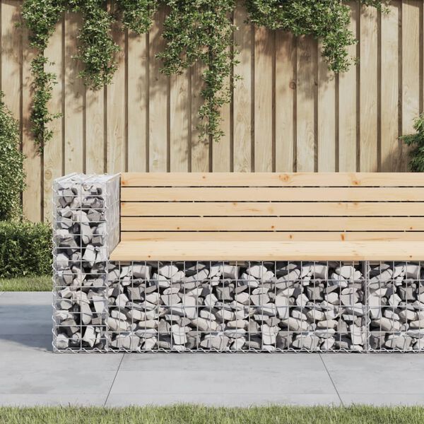 vidaXL Tr&auml;dg&aring;rdsb&auml;nk gabion-design 122x71x65,5 cm massiv furu