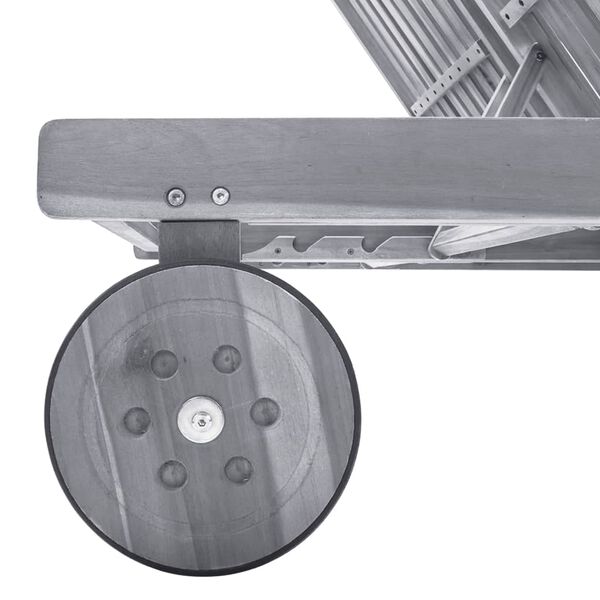 vidaXL Solsäng för 2 med dyna grå massivt akaciaträ