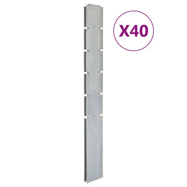 vidaXL Staketstolpar 40 st silver 160 cm galvaniserat st&aring;l