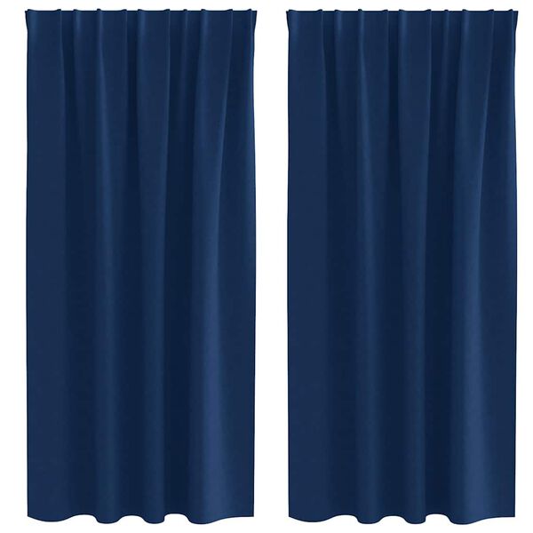 vidaXL M&ouml;rkl&auml;ggningsgardiner med Ringar 2 pcs M&ouml;rkbl&aring; 175 x 140 cm