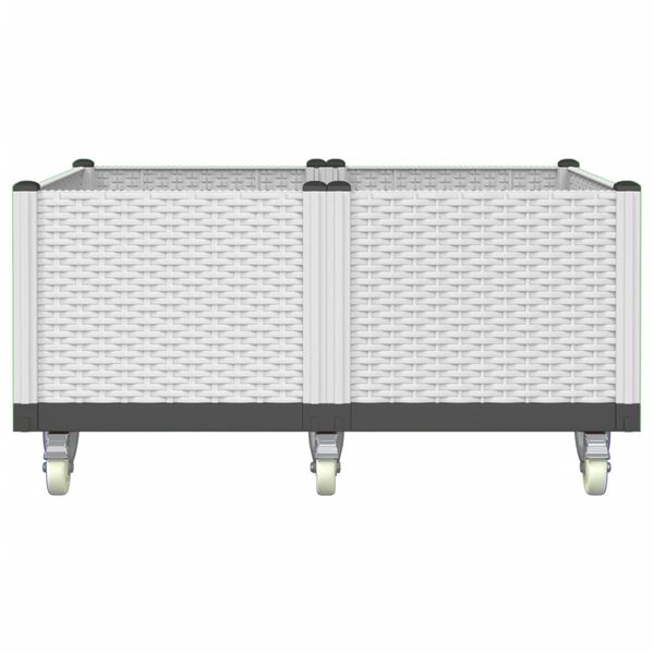 vidaXL Odlingsl&aring;da med hjul vit 100x80x54 cm PP